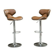 Roundhill Masaccio Cushioned Leatherette Upholstery Airlift Adjustable Swivel Barstool with Chrome Base, Set of 2, Multiple Colors Available